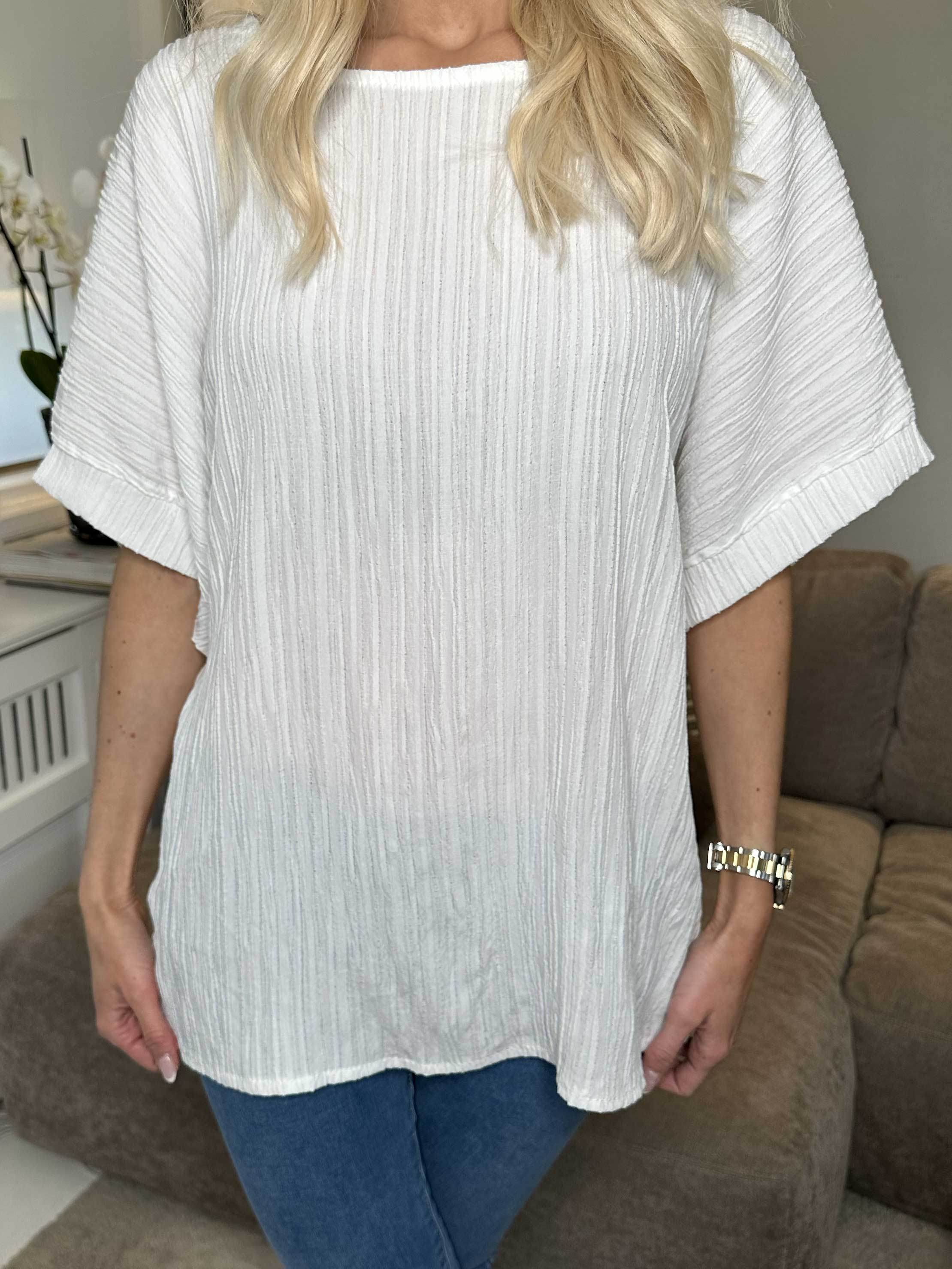 Cindy - Enfärgad blus i crepe-look - Beige